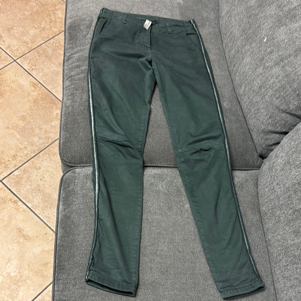 Elegant Dark Green Women's Straight Leg Pants - Picture 2 of 8